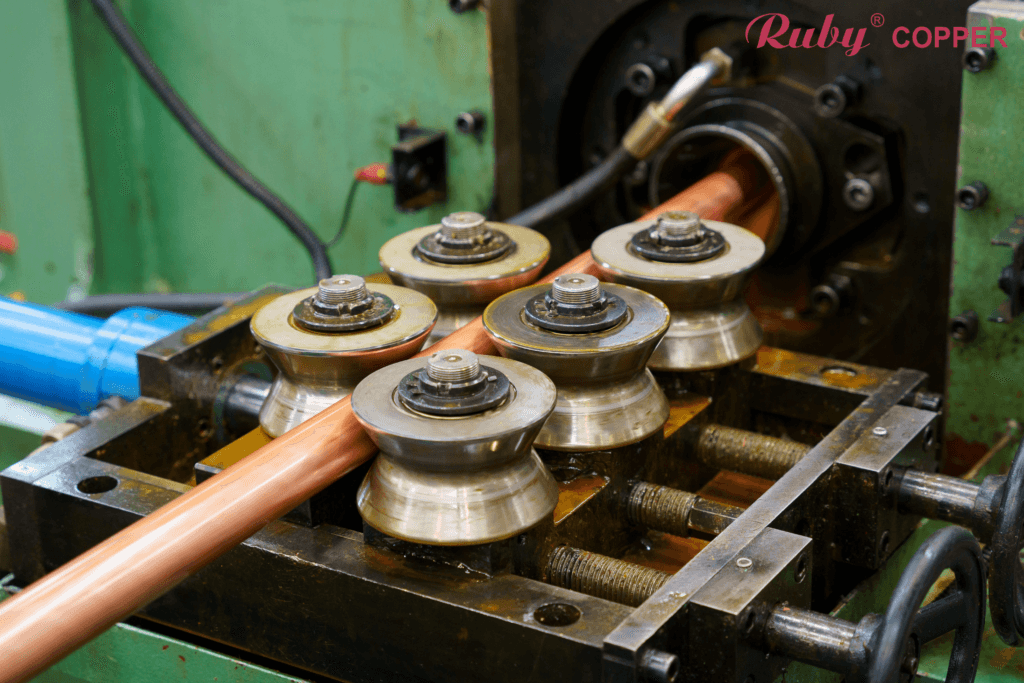 Copper tubes processed by a copper tube drawing machine